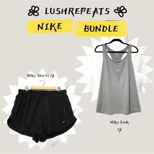Nike Black Shorts and Gray Tank Set Activewear Bundle Size 1X Gym Running Summer